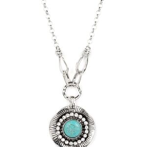 Silver and Turquoise Pendant Necklace Badlands Treasure Hunt - Blue Fashion